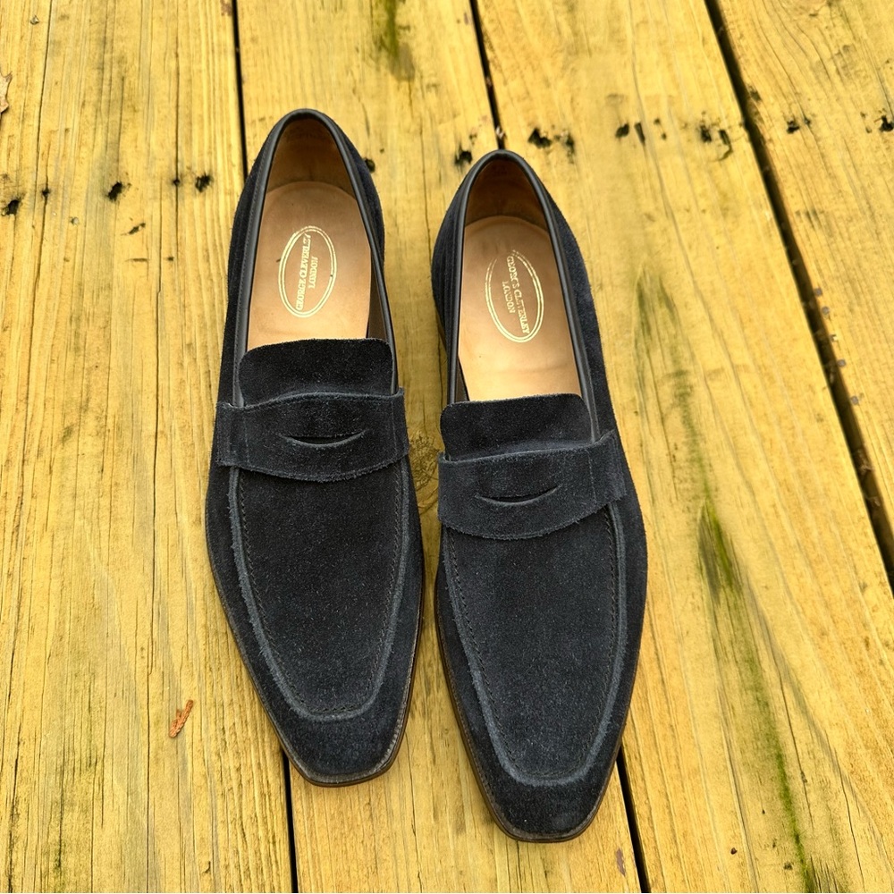 George Cleverley London Bespoke Suede Loafers Sz US 10.5 / UK 9.5